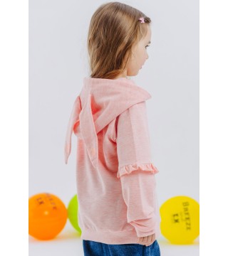 Kız Çocuk Sweatshirt Tavşancık Baskılı Somon Melanj (1.5-5 Yaş)