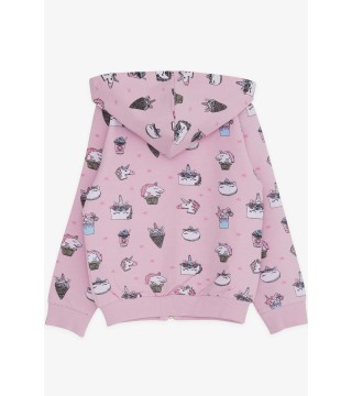 Kız Bebek Hırka Unicorn Baskılı Pembe (9 Ay-3 Yaş)