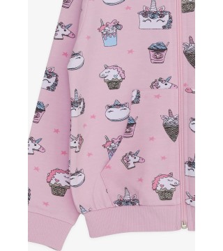 Kız Bebek Hırka Unicorn Baskılı Pembe (9 Ay-3 Yaş)