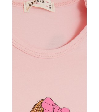 Kız Çocuk Tişört Yaz Temalı Havalı Kız Baskılı Pembe (2-6 Yaş)