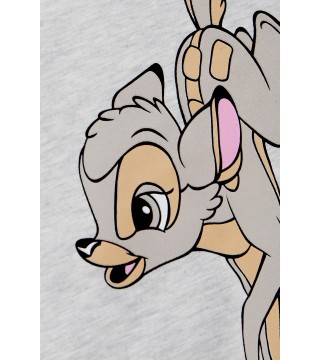 Kız Çocuk Eşofman Takım Tavşan Bambi Baskılı Açık Gri Melanj (6-10 Yaş)