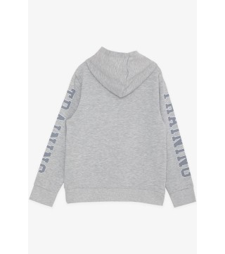 Erkek Çocuk Sweatshirt Kapüşonlu Kanguru Cepli Gri Melanj (9-14 Yaş)