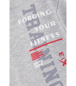 Erkek Çocuk Sweatshirt Kapüşonlu Kanguru Cepli Gri Melanj (9-14 Yaş)