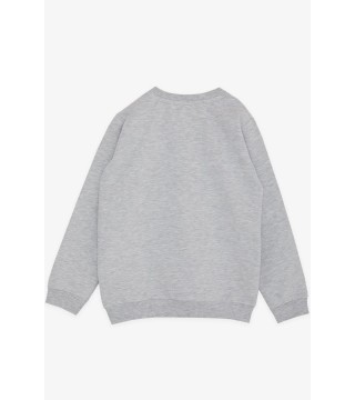 Kız Çocuk Sweatshirt Unicorn Nakış Baskılı Gri Melanj (1.5-5 Yaş)
