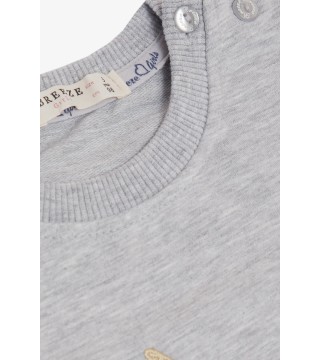 Kız Çocuk Sweatshirt Unicorn Nakış Baskılı Gri Melanj (1.5-5 Yaş)