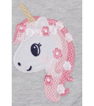 Kız Çocuk Sweatshirt Unicorn Nakış Baskılı Gri Melanj (1.5-5 Yaş)