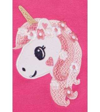 Kız Çocuk Sweatshirt Unicorn Nakış Baskılı Fuşya (1.5-5 Yaş)