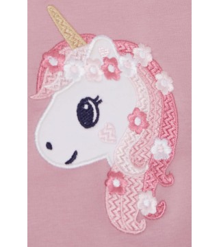 Kız Çocuk Sweatshirt Unicorn Nakış Baskılı Gülkurusu (1.5-5 Yaş)