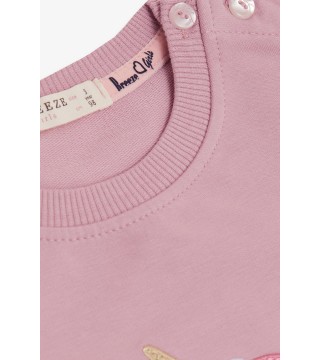 Kız Çocuk Sweatshirt Unicorn Nakış Baskılı Gülkurusu (1.5-5 Yaş)