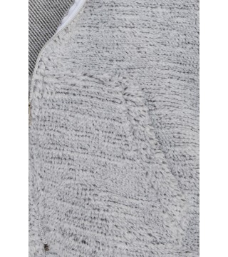 Kız Çocuk Peluş Mont Kapüşonlu Fermuarlı Açık Gri Melanj (5-10 Yaş)
