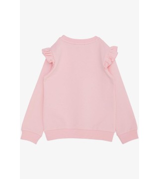 Kız Çocuk Sweatshirt Nazik & Mutlu Sevimli Ayıcık Baskılı Pembe (2-6 Yaş)