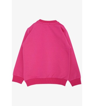 Kız Çocuk Sweatshirt Sevimli Unicorn Nakışlı Yıldızlı Fuşya (1.5-5 Yaş)