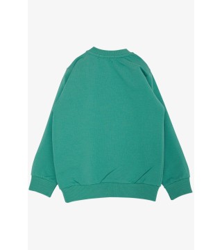 Kız Çocuk Sweatshirt Sevimli Unicorn Nakışlı Yıldızlı Yeşil (1.5-5 Yaş)