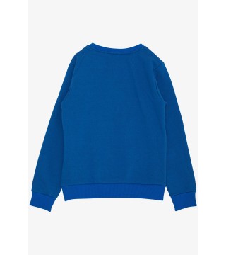 Erkek Çocuk Sweatshirt Yazı Baskılı Saks Mavisi (4-8 Yaş)