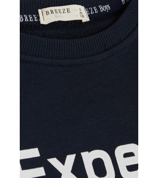 Erkek Çocuk Sweatshirt Yazı Baskılı Lacivert (4-8 Yaş)