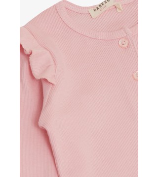 Kız Çocuk Taytlı Takım Sevimli Kedicik Nakışlı Pembe (1-4 Yaş)