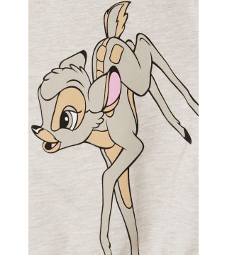 Kız Çocuk Eşofman Takım Tavşan Bambi Baskılı Bej Melanj (6-10 Yaş)