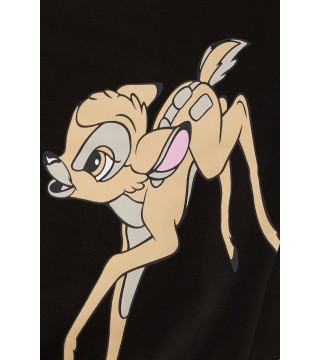 Kız Çocuk Eşofman Takım Tavşan Bambi Baskılı Siyah (6-10 Yaş)