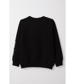 Erkek Çocuk Sweatshirt Motivasyon Temalı Siyah (8-12 Yaş)