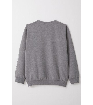 Erkek Çocuk Sweatshirt Motivasyon Temalı Koyu Gri Melanj (8-12 Yaş)