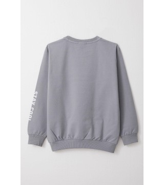 Erkek Çocuk Sweatshirt Motivasyon Temalı Gri (8-12 Yaş)