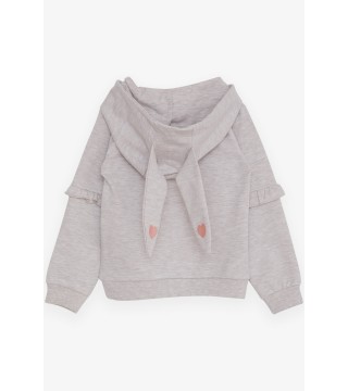 Kız Çocuk Sweatshirt Tavşancık Baskılı Bej Melanj (1.5-5 Yaş)