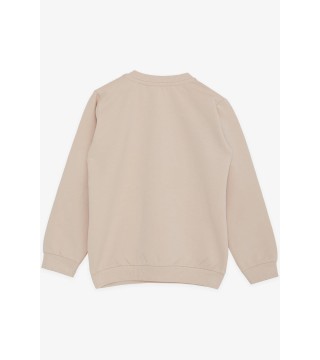 Kız Çocuk Sweatshirt Unicorn Nakış Baskılı Bej (1.5-5 Yaş)