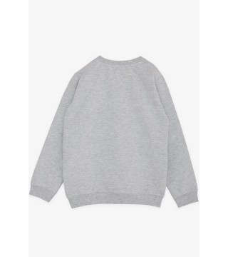Kız Çocuk Sweatshirt Unicorn Nakış Baskılı Gri Melanj (1.5-5 Yaş)