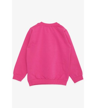 Kız Çocuk Sweatshirt Unicorn Nakış Baskılı Fuşya (1.5-5 Yaş)