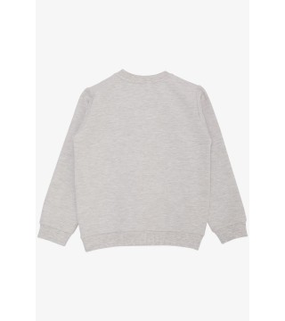 Kız Çocuk Sweatshirt Sevimli Ceylan Taçlı Ceylancık Baskılı Bej Melanj (1.5-5 Yaş)