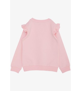 Kız Çocuk Sweatshirt Nazik & Mutlu Sevimli Ayıcık Baskılı Pembe (2-6 Yaş)