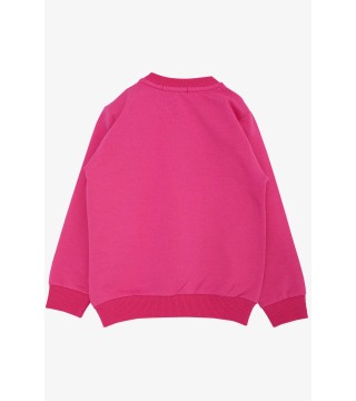 Kız Çocuk Sweatshirt Sevimli Unicorn Nakışlı Yıldızlı Fuşya (1.5-5 Yaş)