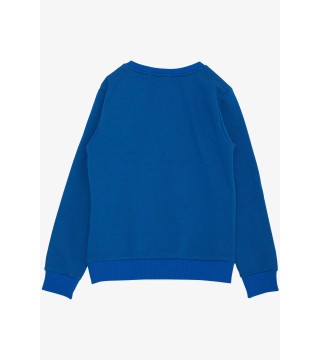 Erkek Çocuk Sweatshirt Yazı Baskılı Saks Mavisi (4-8 Yaş)