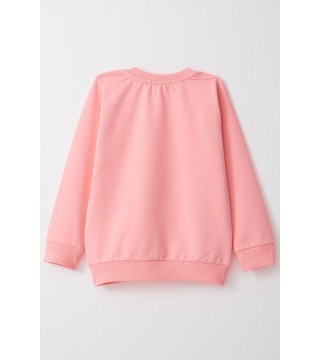 Kız Çocuk Sweatshirt Ayıcık & Yazı Baskılı Pembe (1.5-5 Yaş)