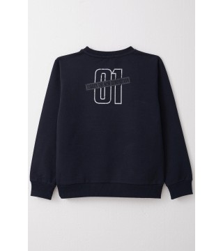 Erkek Çocuk Sweatshirt Yazı Baskılı Lacivert (4-8 Yaş)