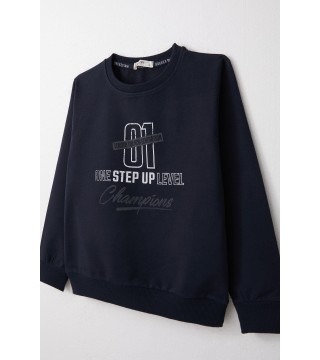 Erkek Çocuk Sweatshirt Yazı Baskılı Lacivert (4-8 Yaş)