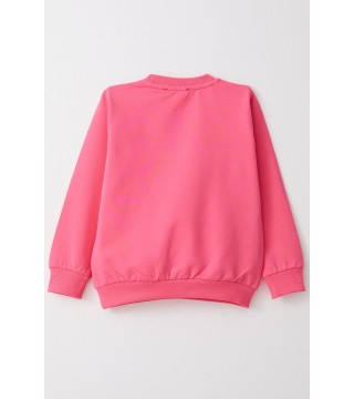 Kız Çocuk Sweatshirt Yazı & Kelebek Baskılı Pembe (3-8 Yaş)