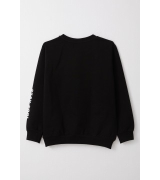 Erkek Çocuk Sweatshirt Motivasyon Temalı Siyah (8-12 Yaş)