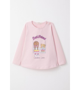 Kız Bebek Taytlı Takım Arkadaş Temalı Taytı Fiyonklu Pembe (9 Ay-3 Yaş)