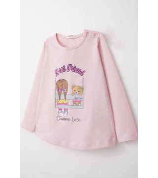 Kız Bebek Taytlı Takım Arkadaş Temalı Taytı Fiyonklu Pembe (9 Ay-3 Yaş)