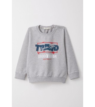 Erkek Çocuk Eşofman Takım Moda Temalı Yazı Baskılı Gri Melanj (2-6 Yaş)
