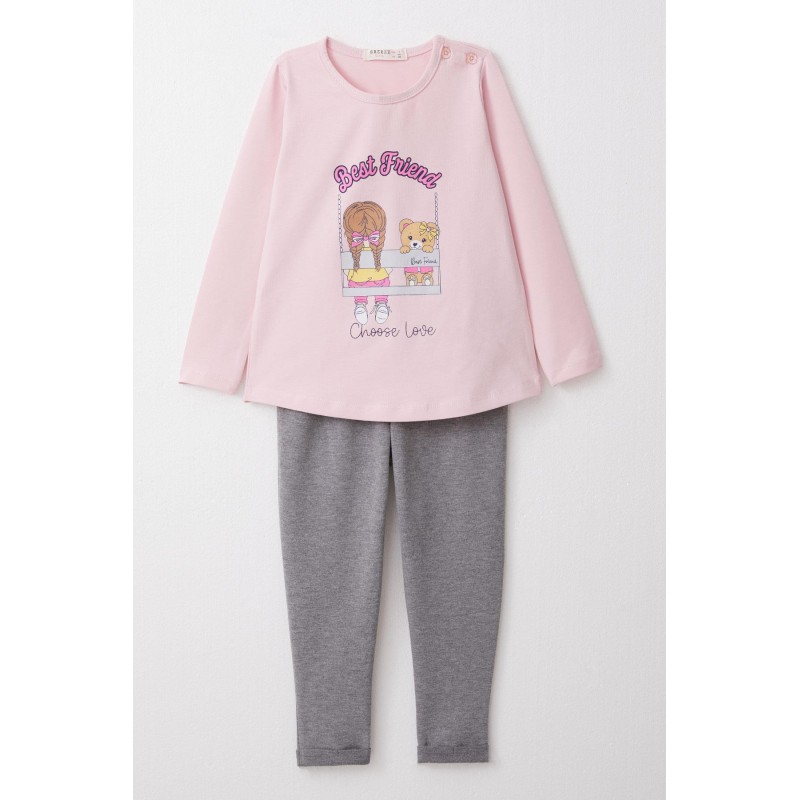 Kız Bebek Taytlı Takım Arkadaş Temalı Taytı Fiyonklu Pembe (9 Ay-3 Yaş)