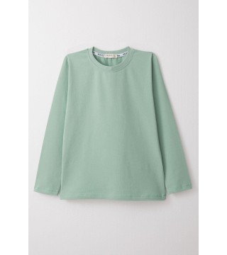 Erkek Çocuk Uzun Kollu Tişört Basic Mint Yeşili (5-14 Yaş)