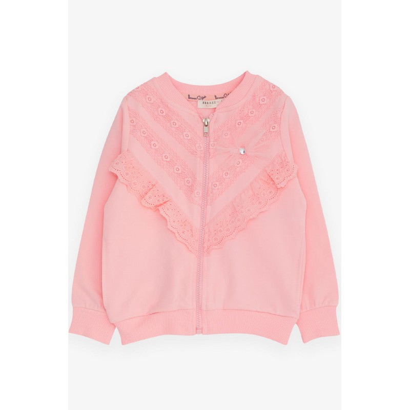 Kız Çocuk Hırka Güpürlü Pembe (3-7 Yaş)